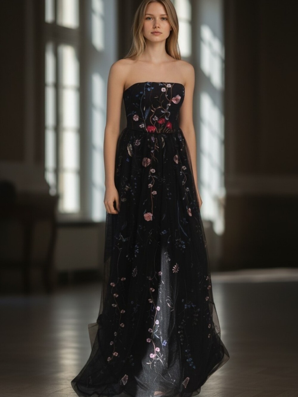 Embroidered Tulle Dress